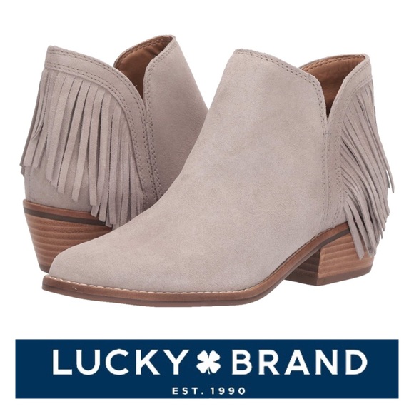 • [Lucky Brand] Suede Fringe Booties • - Picture 6 of 15